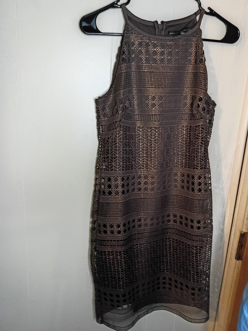 White House Black Market Taupe Crochet Lace Midi Dress